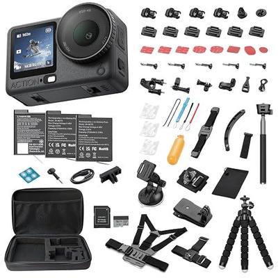 DJI Osmo Action 6 8K Waterproof Action Camera Bundle | 1/1.1" Square Sensor, 50GB Built-In Storage, Original Essential Combo + 58-in-1 Accessory Kit + 2 Extra Batteries + 64GB Card
