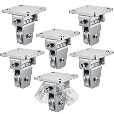 Hicarer 6 Pcs 1-3/8" Groove Cable Pulley Rotation Traction Wheel for Wall Ceiling Mount, Heavy Duty Pulley Block Roller System Duplex Bearing Silent for Rope Lifting Gym Equipment Sliding Gate, 330lb