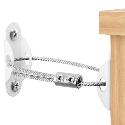 Heavy Duty Anti Tip Furniture Anchors for Baby Proofing, 4 Pack, White | Helps Secure Dressers, Bookcases, Floor Mirrors and Other Furniture to the Wall