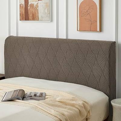 Bed Headboard Cover King, Stretch Head Board Slipcover Washable | Jacquard Protector Slip Cover for Upholstered Headboard for Bedroom Furniture Decor, Wave Coffee, King (Length 70"-80")