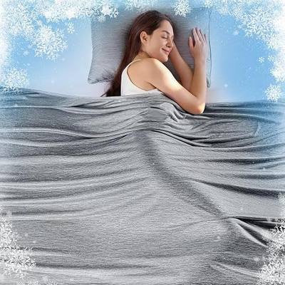 KMUSET Cooling Blanket Twin (60"x80"), College Dorm Essentials for Guys,Summer Cold Blankets for Hot Sleepers & Night Sweats, Cool Lightweight Breathable Blanket for Twin Size Bed Light Grey