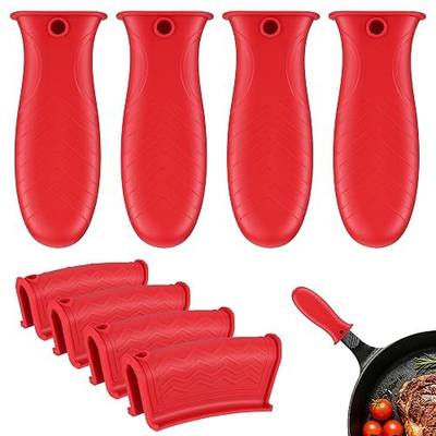 Cast Iron Handle Cover 8 Pack Heat Resistant Pot Handle Cover Silicone Cast Iron Skillet Handle Covers Hot Grip Sleeve for Pans Casserole