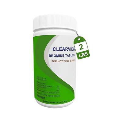 ClearView Bromine Tablet for Spas, 1" Brominating Tablets for Pools, 2 Lbs | Slow Dissolving Chemical Sanitizer, Low Chlorine Odor Less Irritation, Kills Bacteria Controls Algae