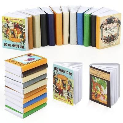 Mini Fairy Books 24pcs 1:12 Scale Miniature Books Dollhouse Books | Includes 24 fairy miniature books that bring magical charm to dollhouses, shelves, and fairy gardens.