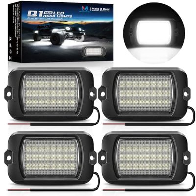 MICTUNING Q1 4‑Pod White Rock Lights for Trucks UTV with 96 Light Chips