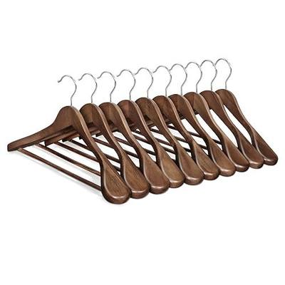 SONGMICS Extra Wide Wooden Suit Hangers, Set of 10 Clothes Hangers | Swivel Hooks, Non-Slip Bars, for Outfits, Suits, UCRW050KZ01