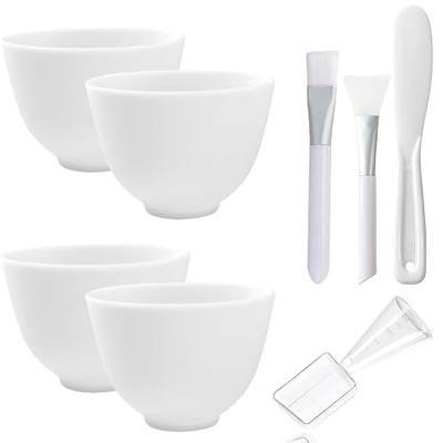 Silicone Face Mask Mixing Bowls - Microwave & Freezer Safe, Non-Stick Esthetician Bowls (White)