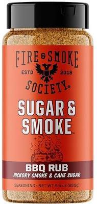 Fire & Smoke Society Sugar & Smoke BBQ Seasoning | 9.5 oz BBQ Rub for Grill
