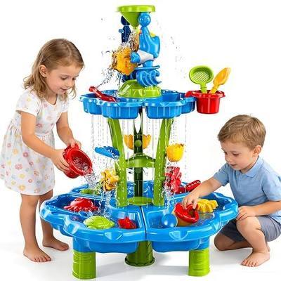 Water Table for Toddlers 1-3, Toddler Outdoor Toys Kids Summer Beach Backyard Pool Splash Activities Playsets, Water and Sand Activity Sensory Playset for Toddlers 1.5+ Years Old (9933)