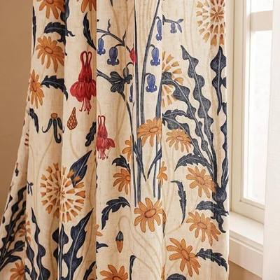 bilin gaier Designer French Vintage Linen Curtain,2 Panels,65"x79"-Tijuana | Semi-Blackout Boho Drapes with Metal Grommets,Home Decor Curtains for Living Room Bedroom Farmhouse