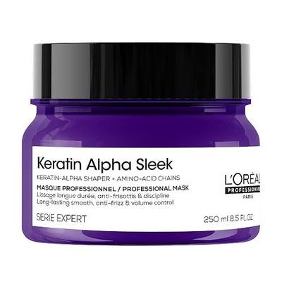 L'Oréal Professionnel Keratin Alpha Sleek Professional Hair Mask - Deeply Nourishes & Smooths, Long-Lasting Frizz Control, Instant Softness & Shine, For All Hair Types