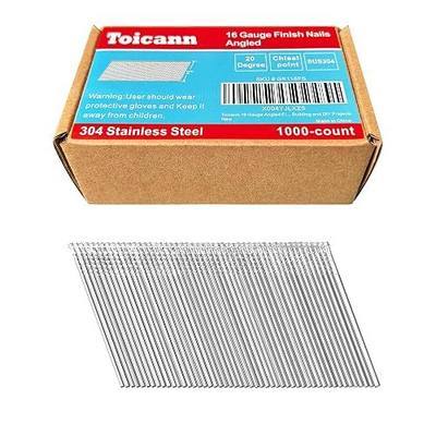 16 Gauge 20-Degree Angled Finish Nails 2 Inch, 1000-Pack | 304 Stainless Steel Finishing Nails for Electric or Pneumatic Nail Guns for Window Trim, Cabinet Building and DIY Projects