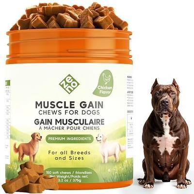 ZENO 11-in-1 Muscle Gain Chews - Weight Gain Supplements for Dogs with High Protein & Amino Acids - Premium Muscle Builder for Bully & All Breeds - Healthy for Puppies - 150 Chews - Chicken