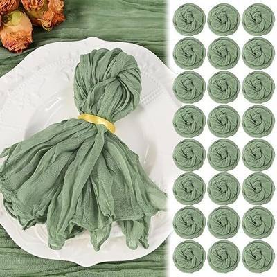 50 Pack Sage Green Cheesecloth Napkins 20"x20" Boho Washable Cloth Napkins Set of 50 Wrinkled Cheese Cloth Napkins Gauze Dinner Table Napkin for Wedding Party Baby Shower Birthday Decor