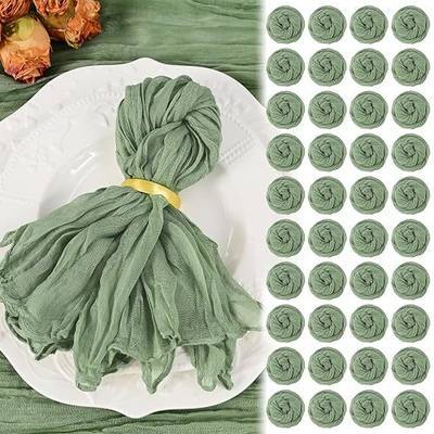 100 Pack Sage Green Cheesecloth Napkins 20"x20" Boho Washable Cloth Napkins Set of 100 Wrinkled Cheese Cloth Napkins Gauze Dinner Table Napkin for Wedding Party Baby Shower Birthday Decor