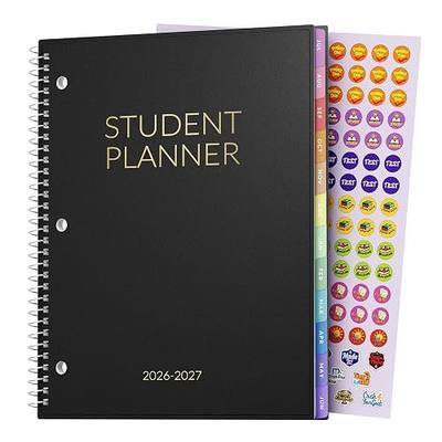 Student Planner 2026-2027, SUNEE Middle or High School Planner for Academic Jul. 2026 - Jun. 2027, 8.5"×11" Lesson Plan Book with PVC Waterproof Cover, 3-Hole Punched, Bookmark,Planning Stickers,Black