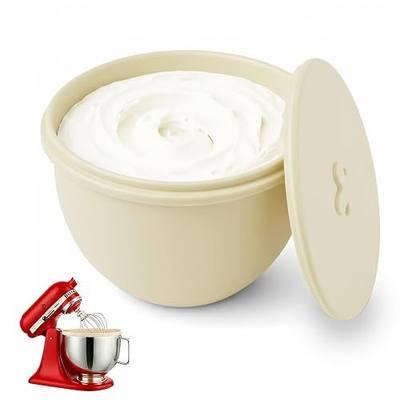 Silicone Bowl Liners for Kitchenaid Mixer 5-Qt Tilt-Head Mixer, Fits 5 Quart Mixing Bowl with Lid and 3 Air Release Models, Thickened, Non-Stick, Easy Clean & Versatile(Beige)
