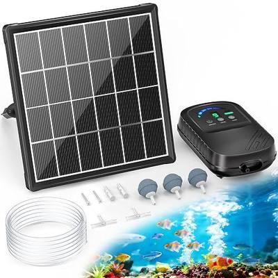 POPOSOAP Solar Pond Aerator with Digital Display, Solar Air Pump 7/24H Oxygen Supply with Battery, 9 Adjustable Mode Oxygen Pump for Fish Pond, Koi Pond, Aquarium & Fishing Tank-P9325