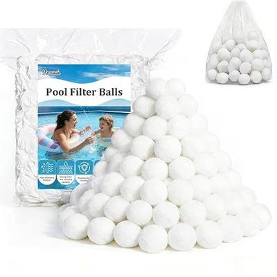 4 lbs Pool Filter Balls for Sand Filter Pump, Reusable Eco-Friendly Sand Filter Media for Above Ground Pools, Aquariums, Fish Tanks, Replaces 130 lbs Pool Filter Sand, White