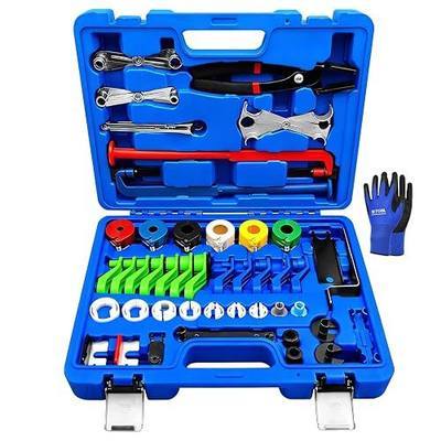 ZKTOOL 46Pcs Master Quick Disconnect Tool Set for GM Ford Chrysler, Fuel Line Disconnect Tool Kit for Automotive A/C Fuel & Transmission Systems, Fuel Line Removal and Separator Tool, Includes Gloves