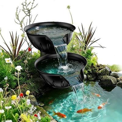 POPOSOAP Spillway Bowl and Basin Fountain Kit, Spillway Bowl Fountain with Pond Pump for Formal Waterfall Spillways, Water Gardens Basin Kit For Indoor/Outdoor DIY Water Feature Pond Garden-P721