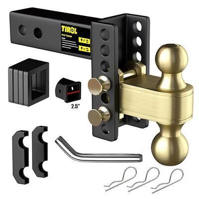 TIROL 2.5 inch Trailer Hitch 2 1/2" Receiver Adjustable Drop Truck Hitch | Heavy Duty, 25000 LBS, Dual Balls, 4" Drop and Riser, 2'' & 2-5/16'' Ball, For 2.5'' Receiver Trucks, RVs, Campers, Boat