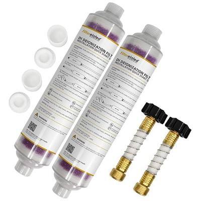 Filterrelated 2-Pack Spotless Car Wash Inline Deionizer with Visual Resin Technology - Transparent Housing, Color-Changing Media (Purple to Brown) for Spot-Free Rinse on RV, Auto, Solar Panels