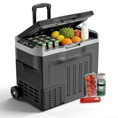 Electactic 12V Portable Refrigerator, 42 Quart(40L) Electric Cooler for Car Dual-Voltage 12V/24V DC Car Fridge, -4°F to 68°F Portable Freezer With Wheels, Truck, RV, Camping, Home, Road Trips,Black