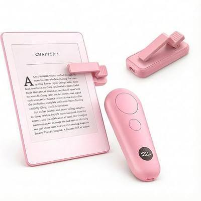 RF Remote Control Page Turner with Upgrade LCD Power Display, Wireless Reading Clicker for Kindle Paperwhite Kobo Oasis iPad, Phone Camera Remote Trigger, 36-Month Warranty (Pink)