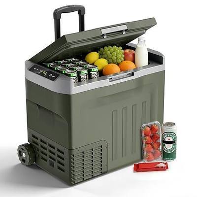 Electactic 12V Portable Refrigerator, 42 Quart(40L) Electric Cooler for Car Dual-Voltage 12V/24V DC Car Fridge, -4°F to 68°F Portable Freezer With Wheels, Truck, RV, Camping, Home, Road Trips,Green