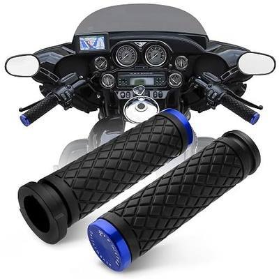 1" Handlebar Grips CNC 6061 Aluminum Rear Cap Electronic Throttle Hand Grip for Harley 2008-2024 Touring & Trike '16-'24 Softail 2016-2017 Low Rider S FXDLS TBW Models, Blue