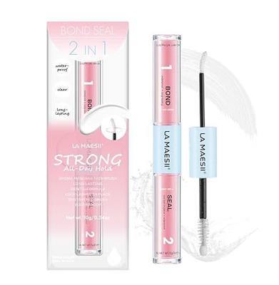 LA MAESII Lash Glue Bond and Seal, 2 in 1 Lash Cluster Glue Waterproof 10ml | Dries Clear,Long Lasting 72H+, Latex Free,Waterproof, Gentle Formula,Strong Hold, Non Irritating