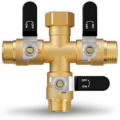 Garden Hose Splitter, 3 Way Heavy Duty Brass hose splitter, Water Hose Bib Spigot Splitter with 0.59" Full Flow Ball Valve Outlet & Shut-Off Valve 3/4'' Connector Outdoor Water Faucet Adapter