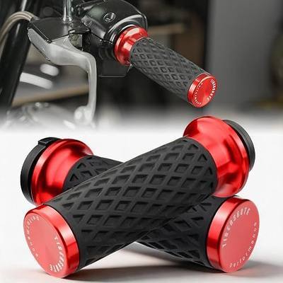 1" Electronic Throttle TBW Hand Grips, CNC 6061 Aluminum & Silicone, for 2008-up Harley Touring & Trike, 2011-2024 Select Softail, 2016-2017 Low Rider S FXSE Handlebar, Red Ends