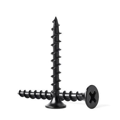 130PCS #6 × 1-1/4 inch Drywall Screws, Black Wood Screws Flat Head Coarse Thread Wall Screws, Phillips Drive High Hardness Electrophoresis Screw for Drywall, Sheetrock, Door hinge, Woodworking