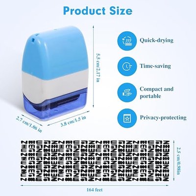 2 Pack Identity Theft Protection Roller Stamp, Stamps for Mailing | Protect Your ID Theft Protection Roller Stamp for Mail Address ID Blackout Privacy & Security(Blue and Pink)