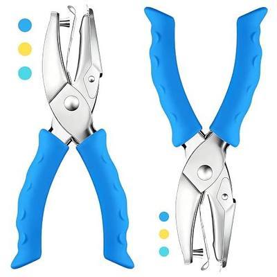 2 Pcs Hole Punch, 1/4" and 1/8" Hole Puncher with Blue Soft Grip | Single Hole Punch for Crafts, Scrapbooks, Tags, Tickets