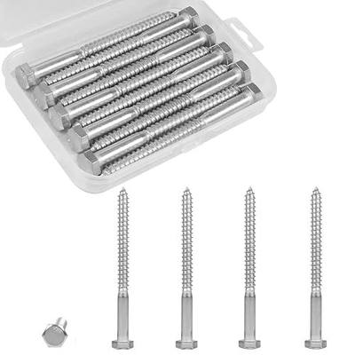 10 Pcs 5/16" x 4" Hex Head Lag Screws, 304 Stainless Steel Lag Bolts Hexagon Head Wood Screws Heavy Duty Large Screws for TV Mounts, Deck, Boat Repair