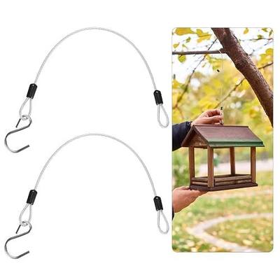 M METERXITY 2-Pack Bird Feeder Hanger with Hook 30cm/12in, Clear | 304 Stainless Steel Cable Chain Wire, for Hanging Bird Feeders, Baths, Planters, Baskets, Tree, Lanterns, Yard Decor