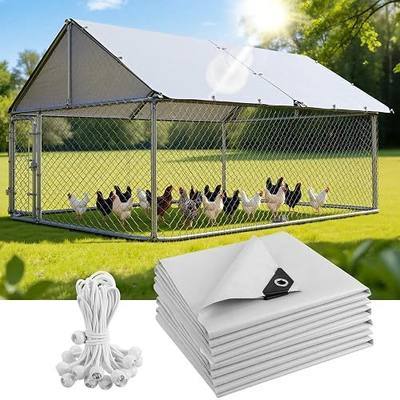 Chicken Coop Cover Waterproof, 11.7 * 6.7ft 420D Durable Oxford Fabric, Sunshade Water-Resistant Tarp for Walk-in Chicken Run Pen with Ball Bungees Cords, 2pcs