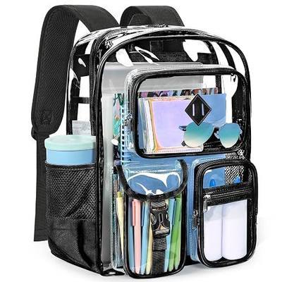 ZORFIN 17 Inch Clear Backpack, Large Transparent Bookbag with Reinforced Straps for School College Work
