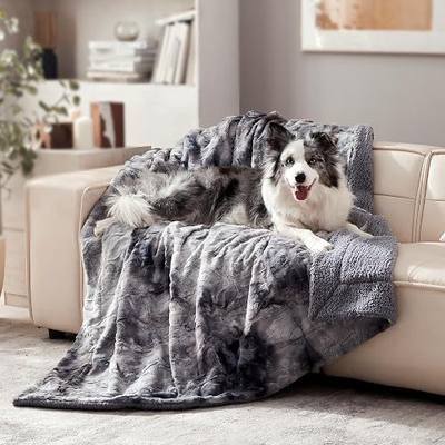 Waterproof Dog Blanket for Large Dogs, Washable Pet Blankets | Couch Furniture Protection with Soft Plush Reversible Design, Cozy Cat Throw for Calming Kitten Doggy, Tie-dye Grey, 50x60"