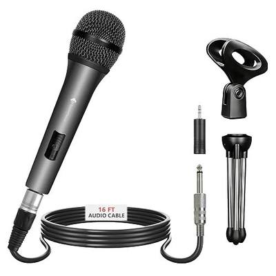 Professional Vocal Microphone for Singing, Dynamic Karaoke Handheld Wired Microphone with 16ft XLR to 1/4" Audio Cable, Studio Mic for Speaker, Amplifier, Mixer and Karaoke Machine