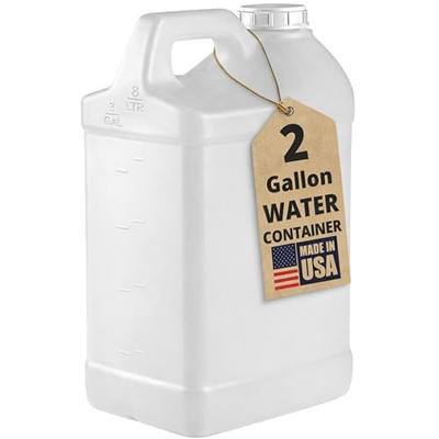2 Gallon Jug with Lid – Heavy-Duty HDPE F-Style Plastic Jug for Drinking Water, Camping, Emergency Storage & Utility Liquids – Made in USA