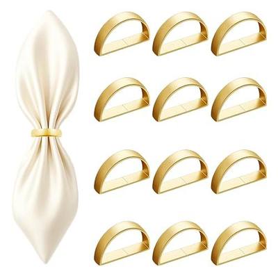 12 Pcs Stainless Steel Napkin Rings - Matt Gold Napkin Holder Buckles for Table Kitchen Dinner Party Wedding Christmas Party(Semicircle)
