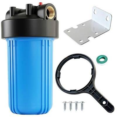 Whole House Water Filter Housing (WH-10HD), 10" x 4.5" Sediment Carbon Filter Universal Housing, Pre-Filtration System for Well and City Water, 1" NPT Port, Pressure Release