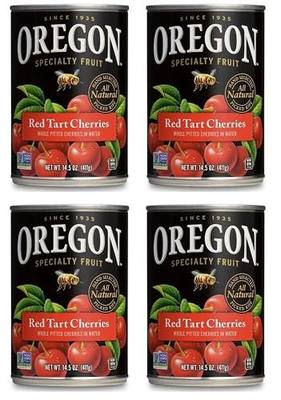 Canned Red Tart Cherries, Pitted, in Water, 4-Pack, 3.63 lbs Total, Non-GMO | Made in Oregon, kosher and non-GMO pitted red tart cherries for pies, cobblers, cakes, sauces and baking