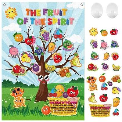 Cinrobiye Fruit of The Spirit Felt Bulletin Board Make Your Own Fruit of the Spirit Tree Crafts DIY Christian Bible Scene Set for Church VBS Sunday School Classroom Activities