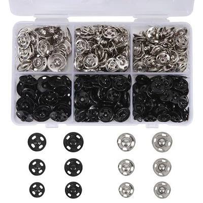 Snap Button Kit for Fabric Sewing – 140 Pairs Snap Buttons in Black & Silver, Complete Variety Set for Clothing Repair & DIY Craft Projects