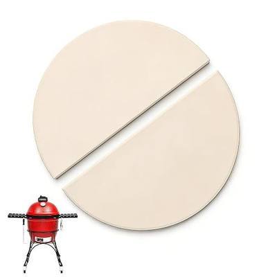 15" Half-Moon Heat Deflector Plates for Kamado Joe Classic I, II, III, Big Green Egg BBQ Accessories, Ceramic Smoking Stone Indirect Cooking Grill Replacement Parts for Kamado 2-Pack